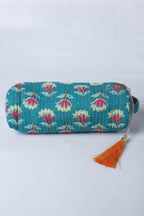 Estuche/neceser verde esmeralda telas indias