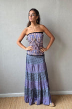 Vestido palabra de honor telas indias