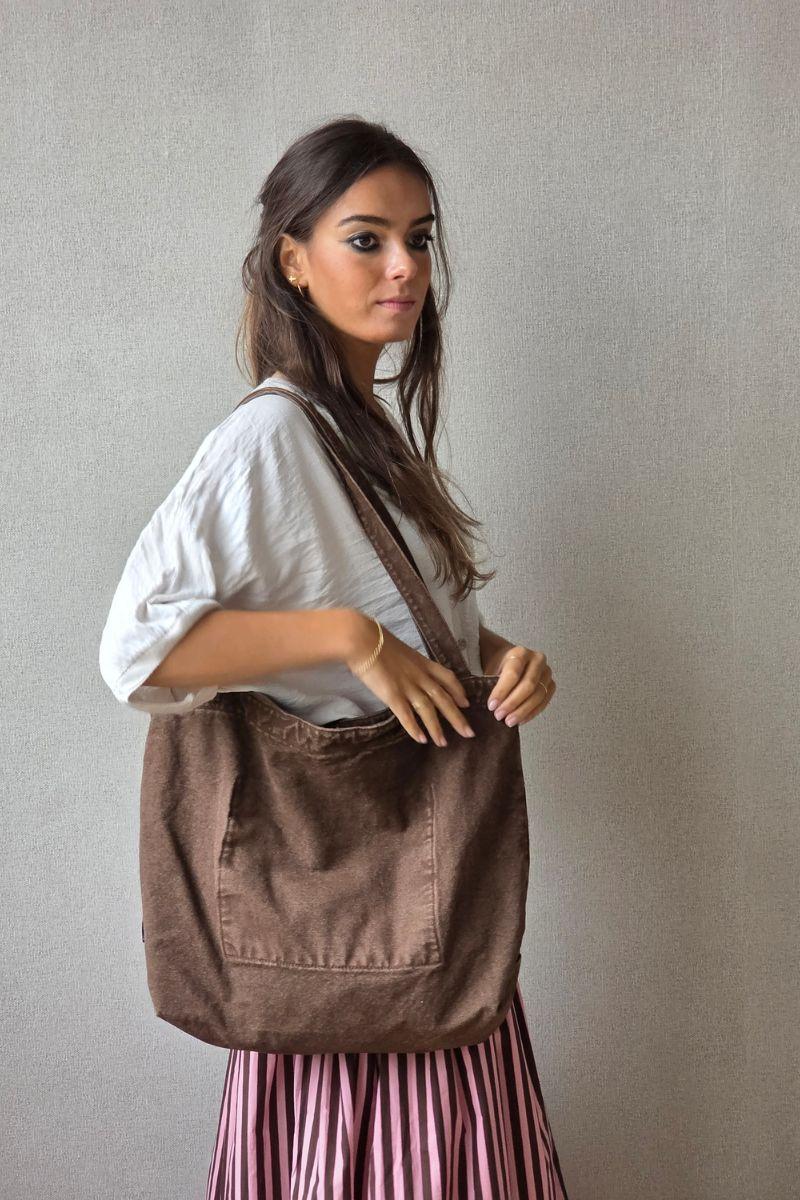 Bolso de tela lavado chocolate