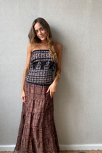 Vestido palabra de honor indio nido de abeja negro