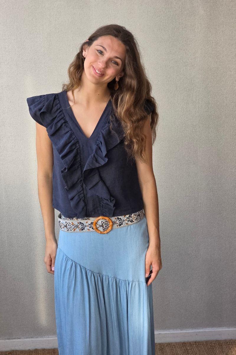 Top volante lino