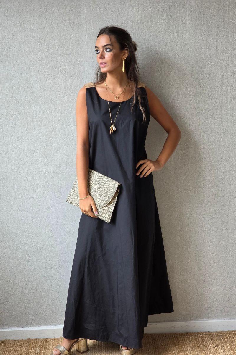 Vestido oversize detalles volante camel