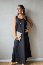 Vestido oversize detalles volante camel