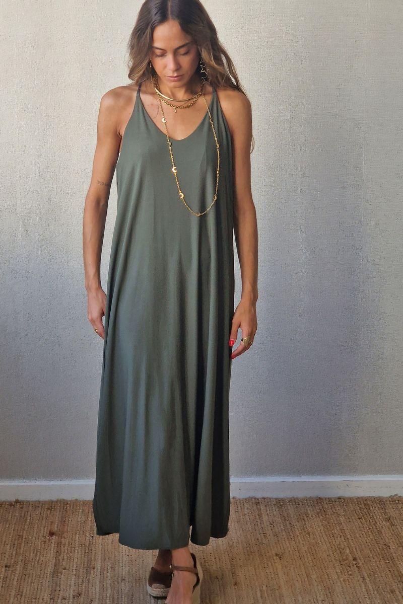 Vestido oversize verde militar