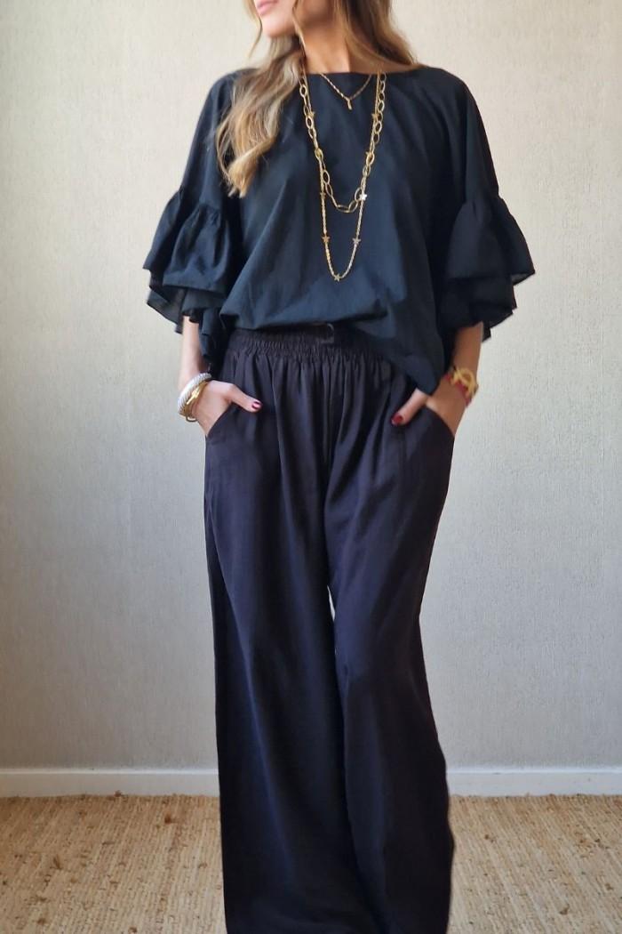 Pantalón cintura elástica negro