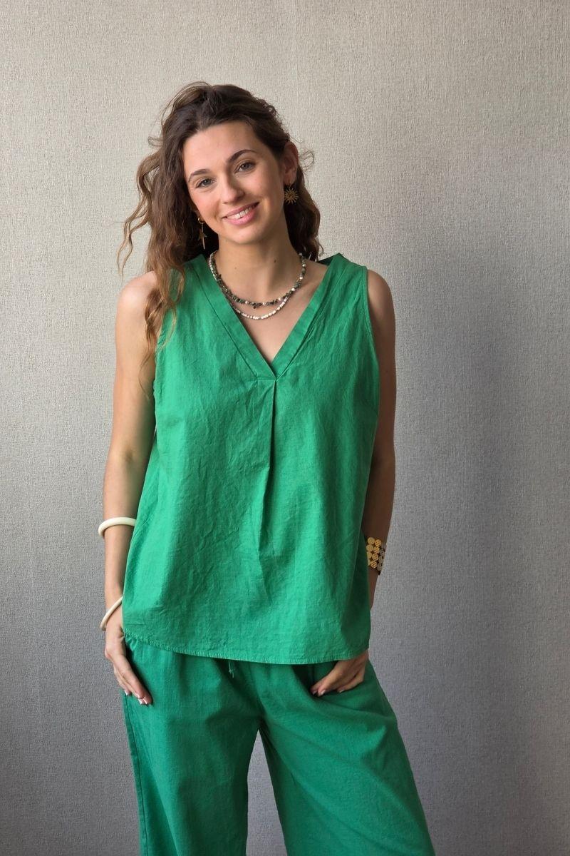 Blusa tipo lino verde