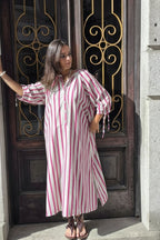 Vestido oversize tipo kurta con manga francesa fucsia