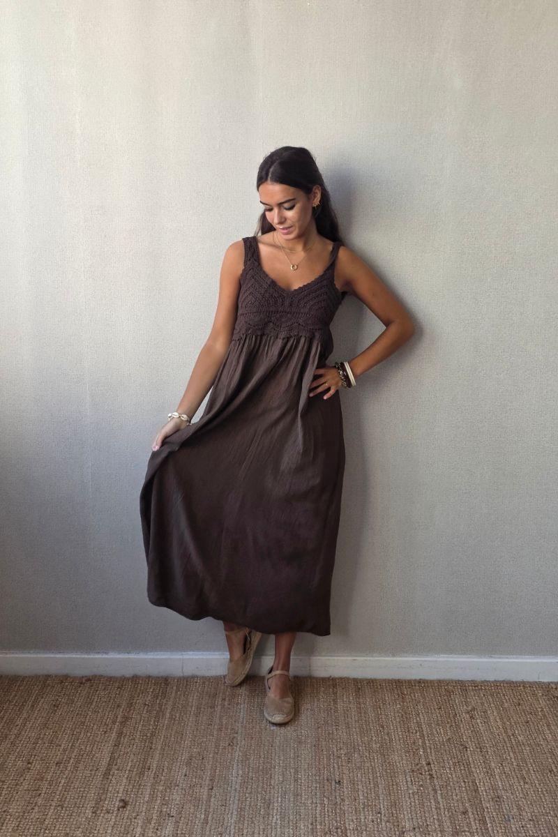 Vestido crochet chocolate