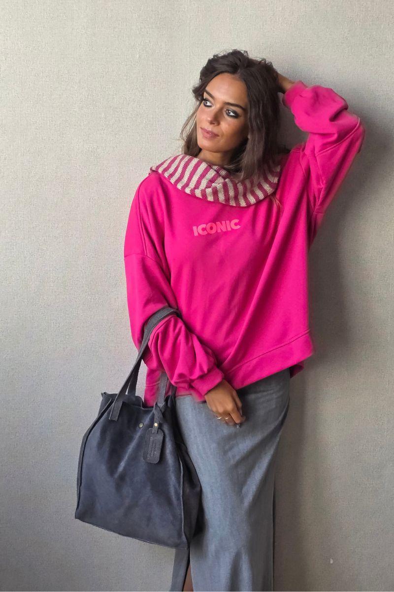 Sudadera oversize  iconic fucsia