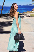 Vestido rayas tirantes verde bonito