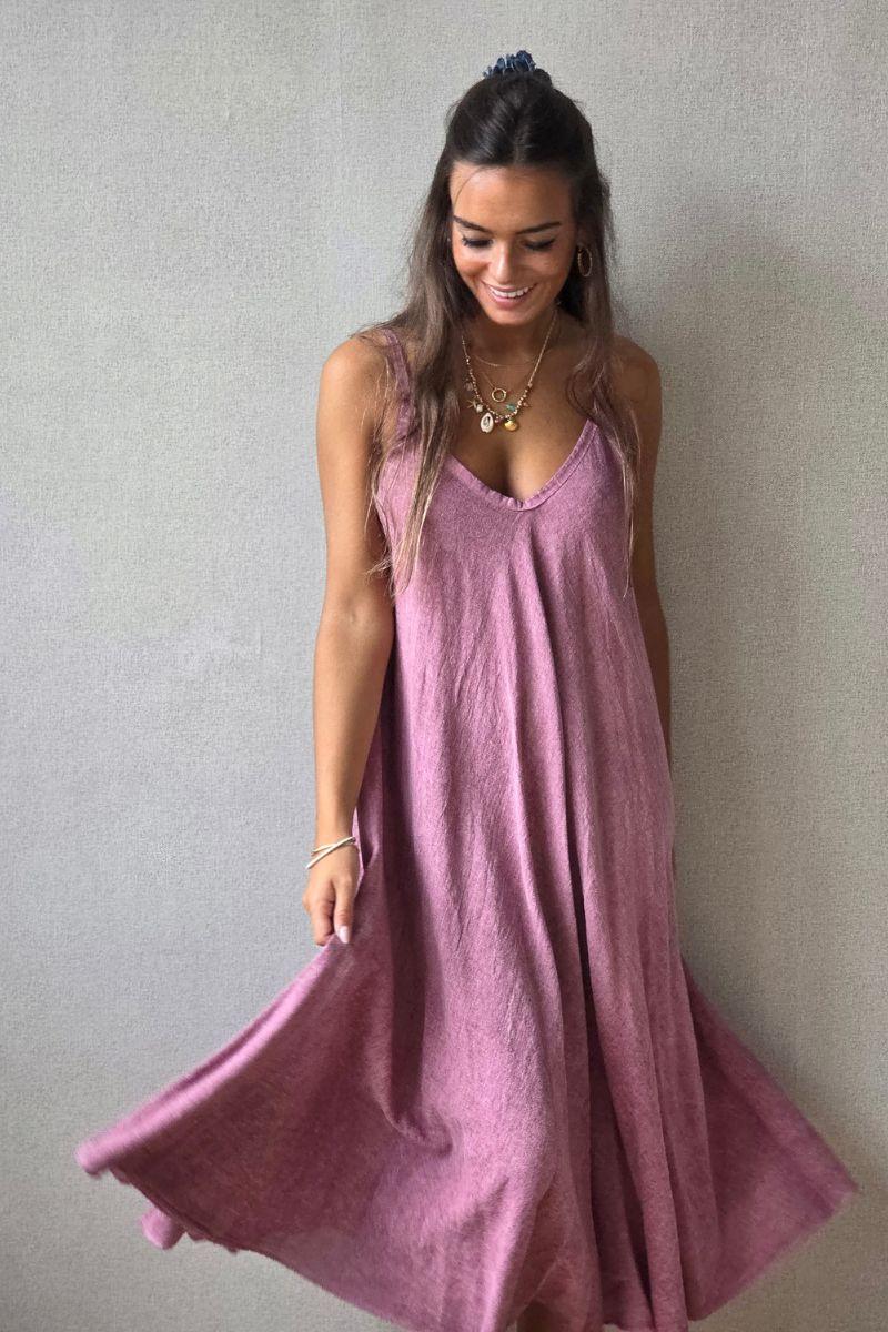 Vestido de tirantes cortado al bies lila