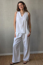 Blusa tipo lino blanca