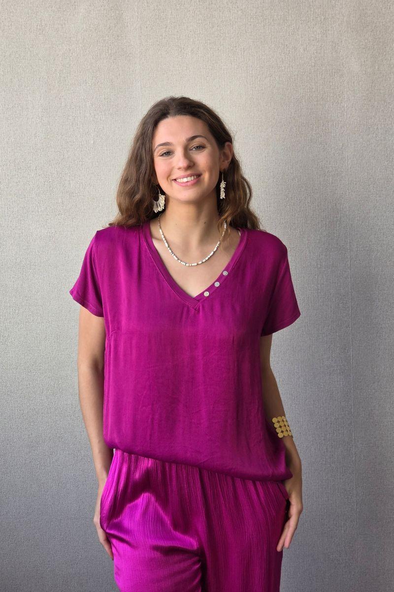 Blusa seda 3 botones