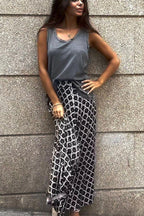 Falda larga estampado fuego negra