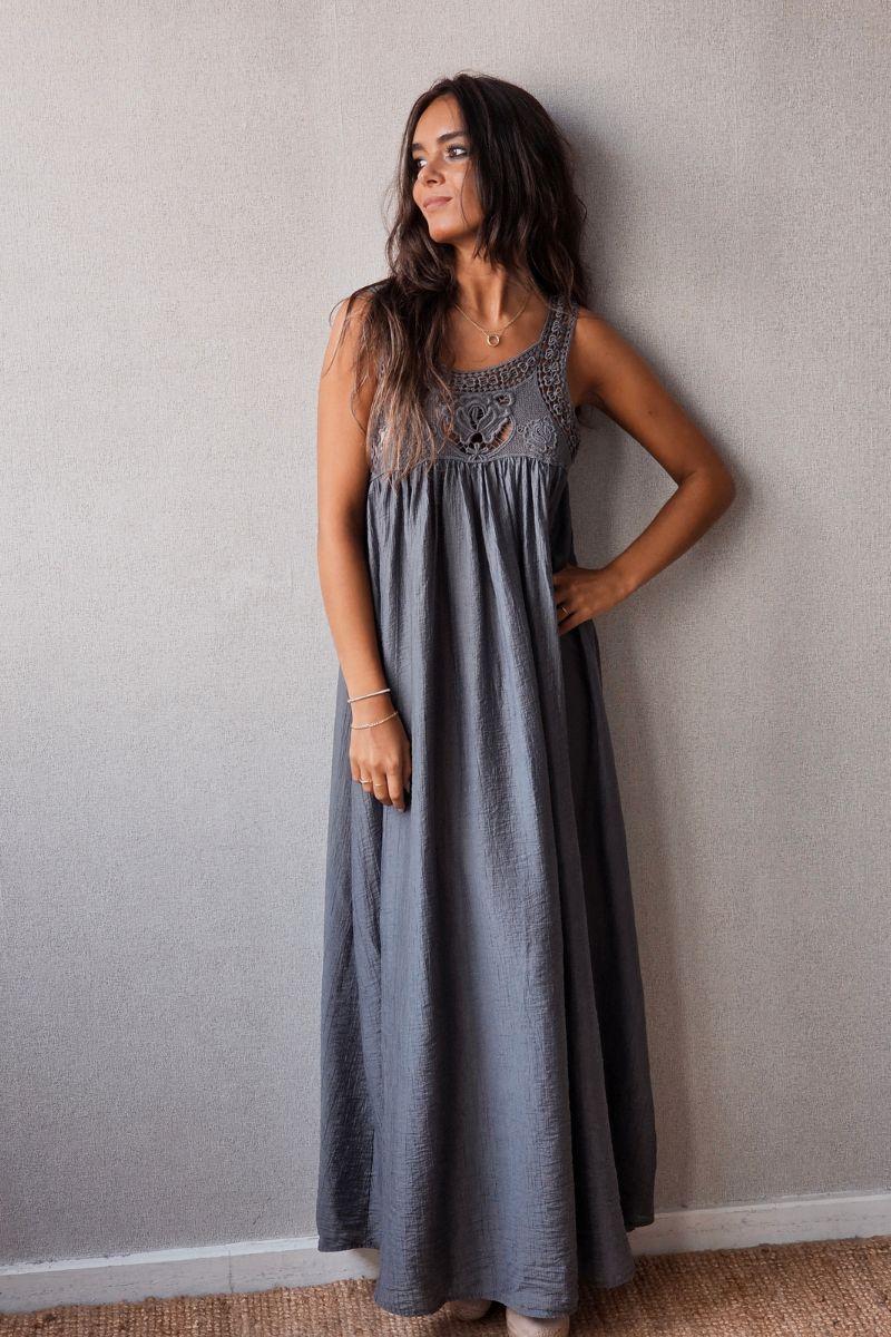 Vestido croche gris