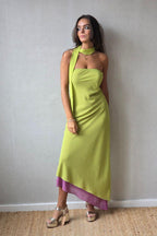 Vestido reversible lima/rosa