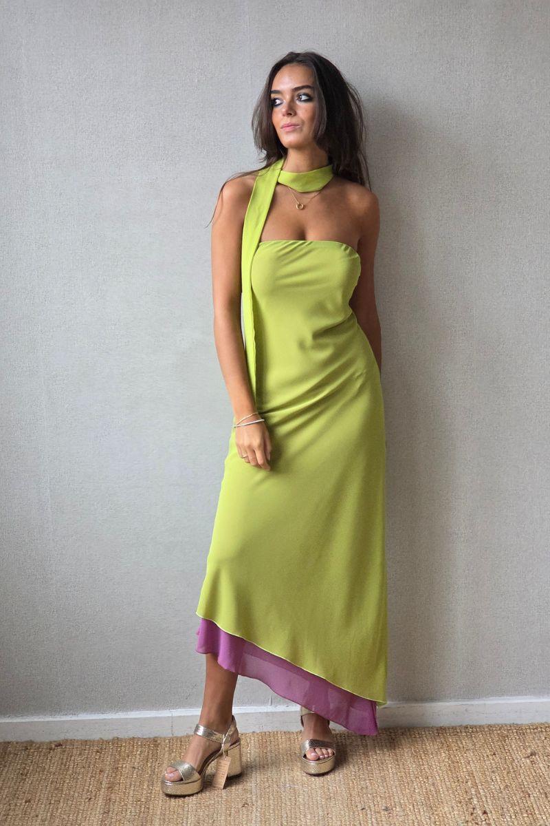Vestido reversible lima/rosa