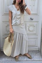 Falda Rayas beige tipo lino