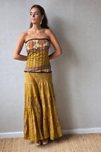 Vestido palabra de honor indio nido de abeja