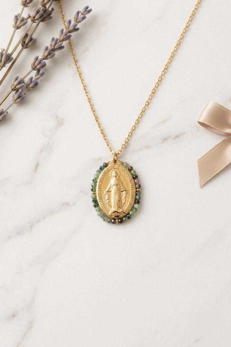 Virgencita milagrosa grande verde