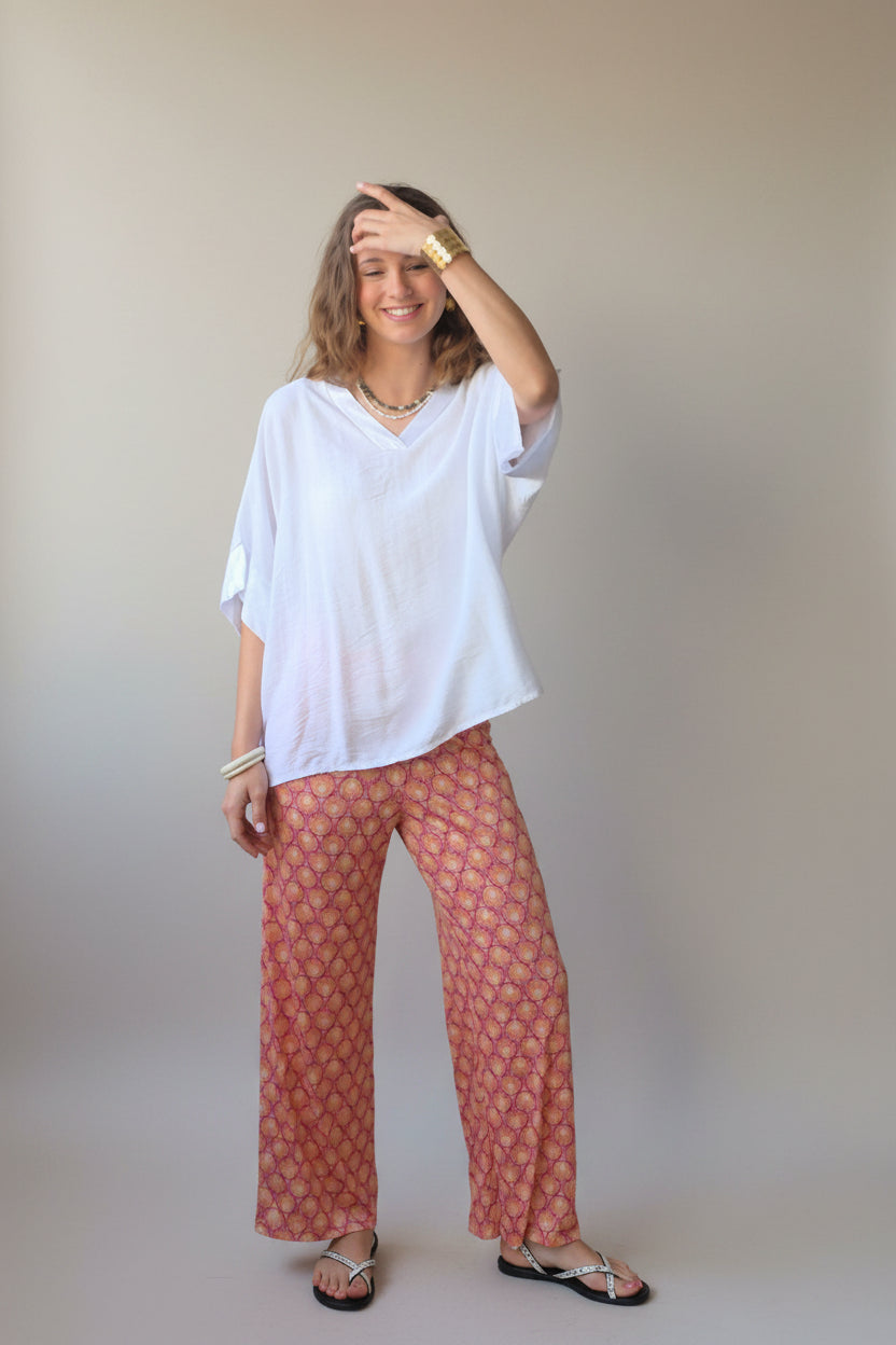 Blusa oversize manga satinada blanca