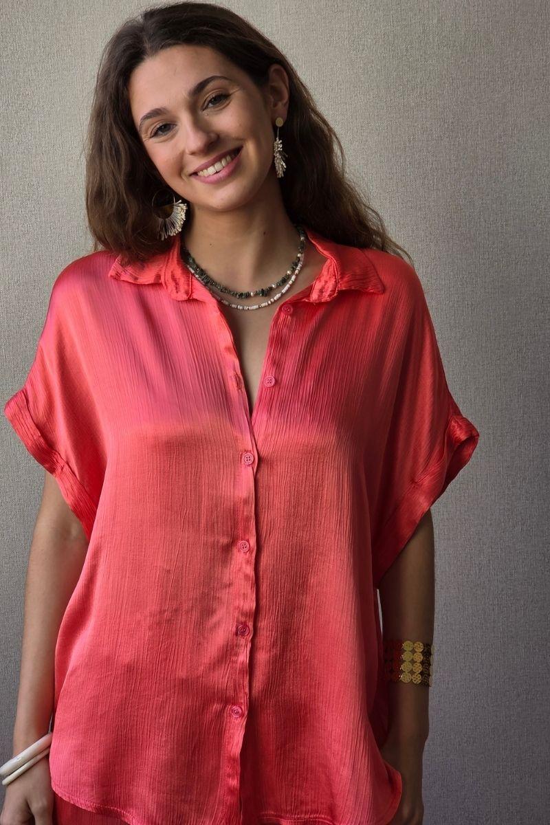 Camisa de raso coral