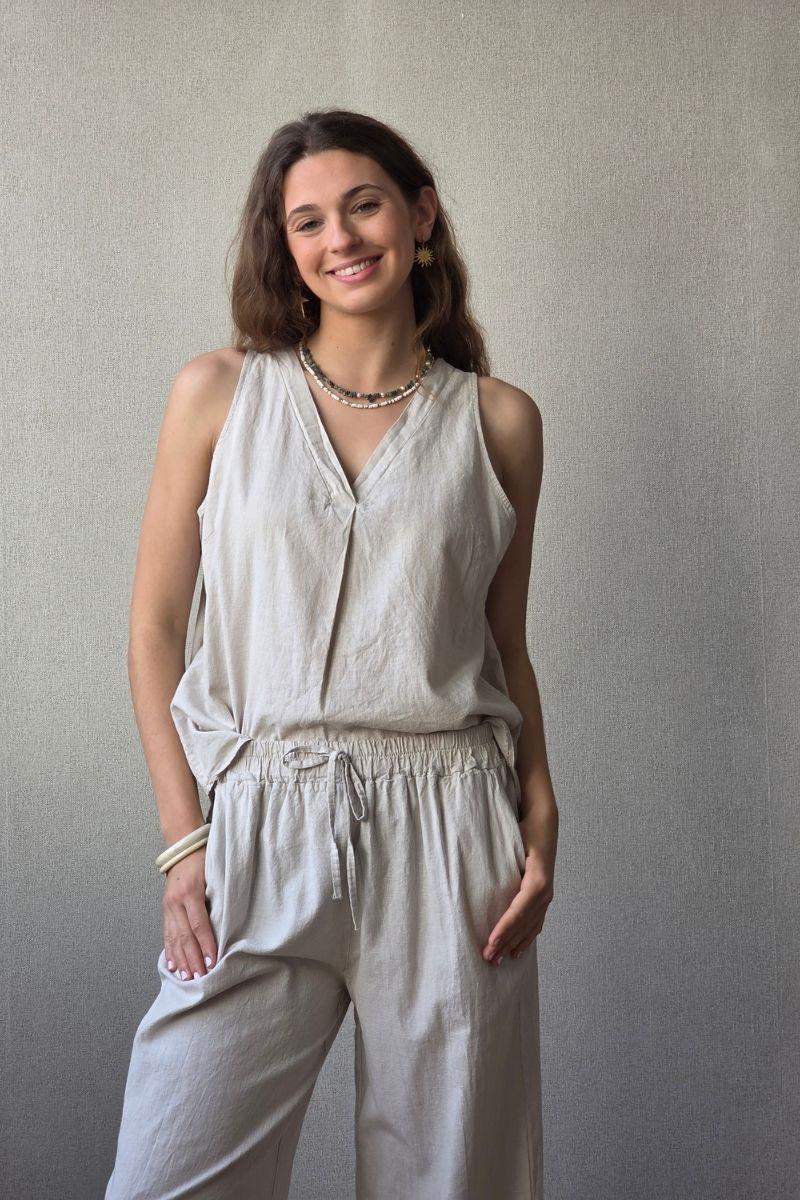 Blusa tipo lino beige