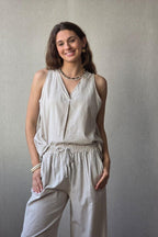 Blusa tipo lino beige
