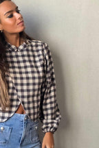 Camisa animal print con brillos chocolate