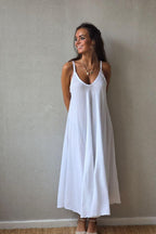 Vestido de tirantes cortado al bies Blanco