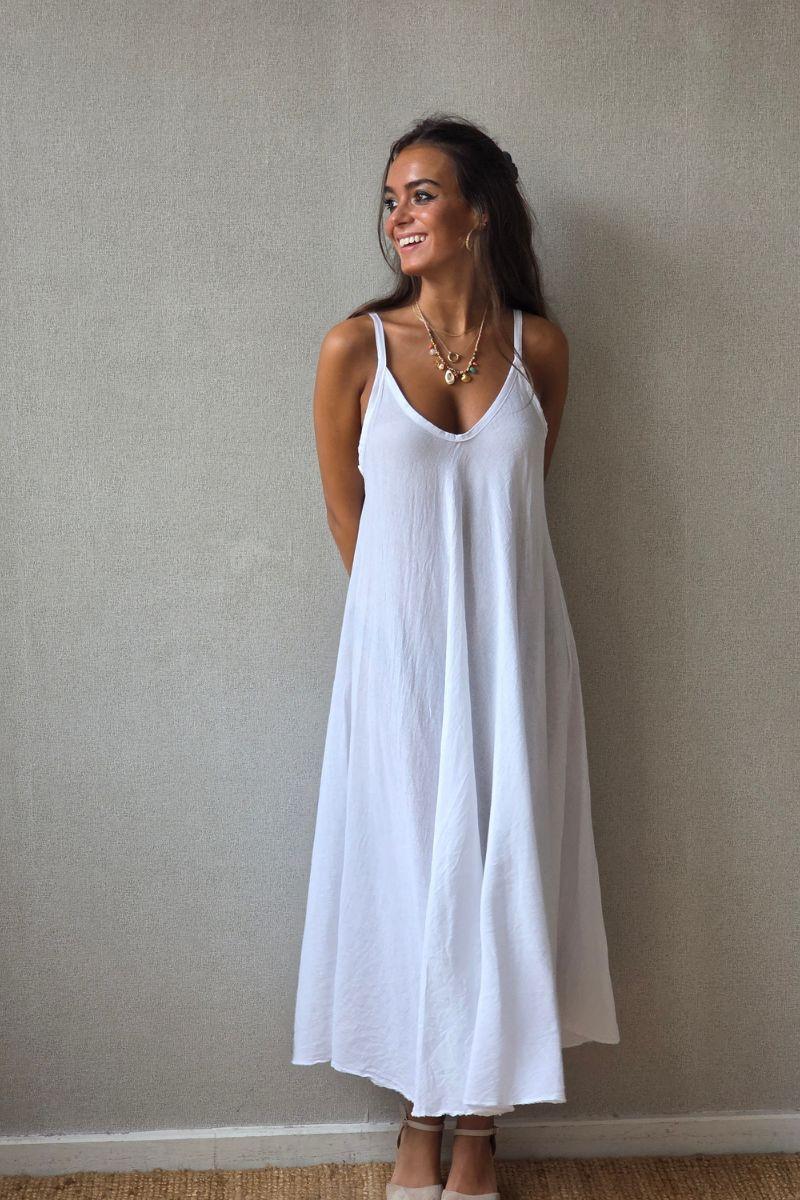 Vestido de tirantes cortado al bies Blanco