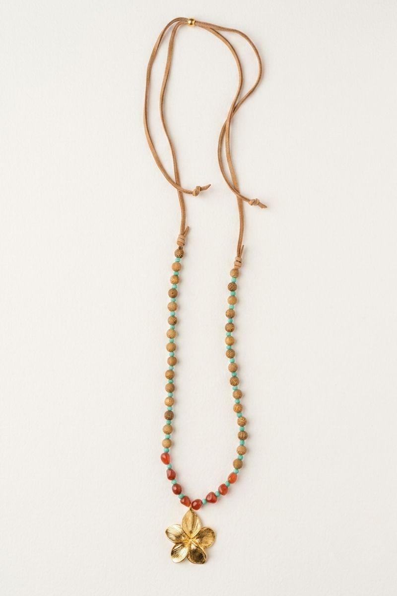 collar largo flor multicolor