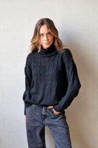 Jersey trenza cuello alto negro