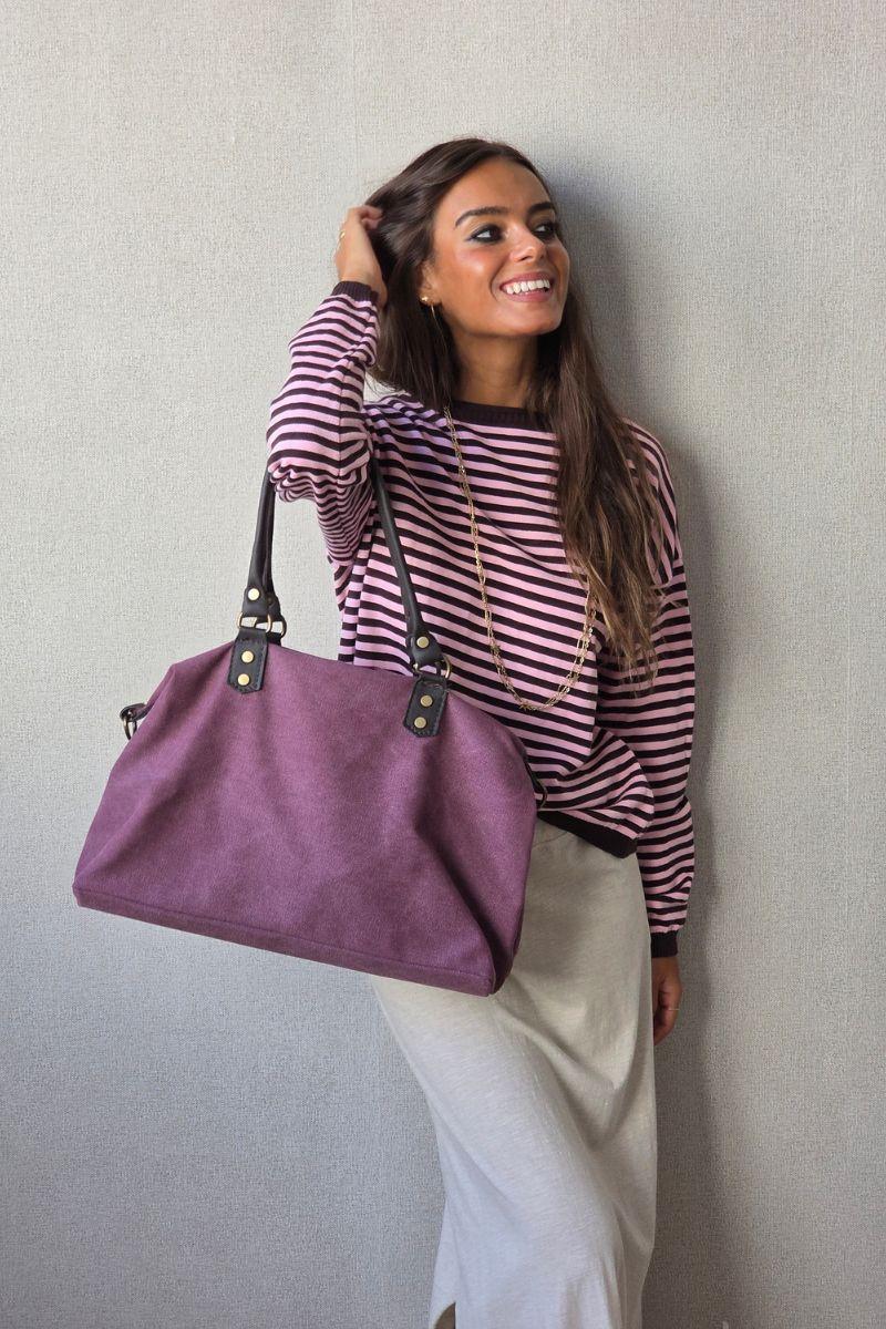 Jersey de rayas rosa/chocolate