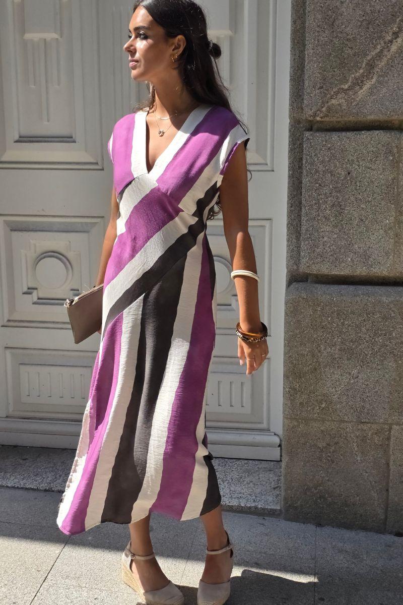 Vestido de rayas topo