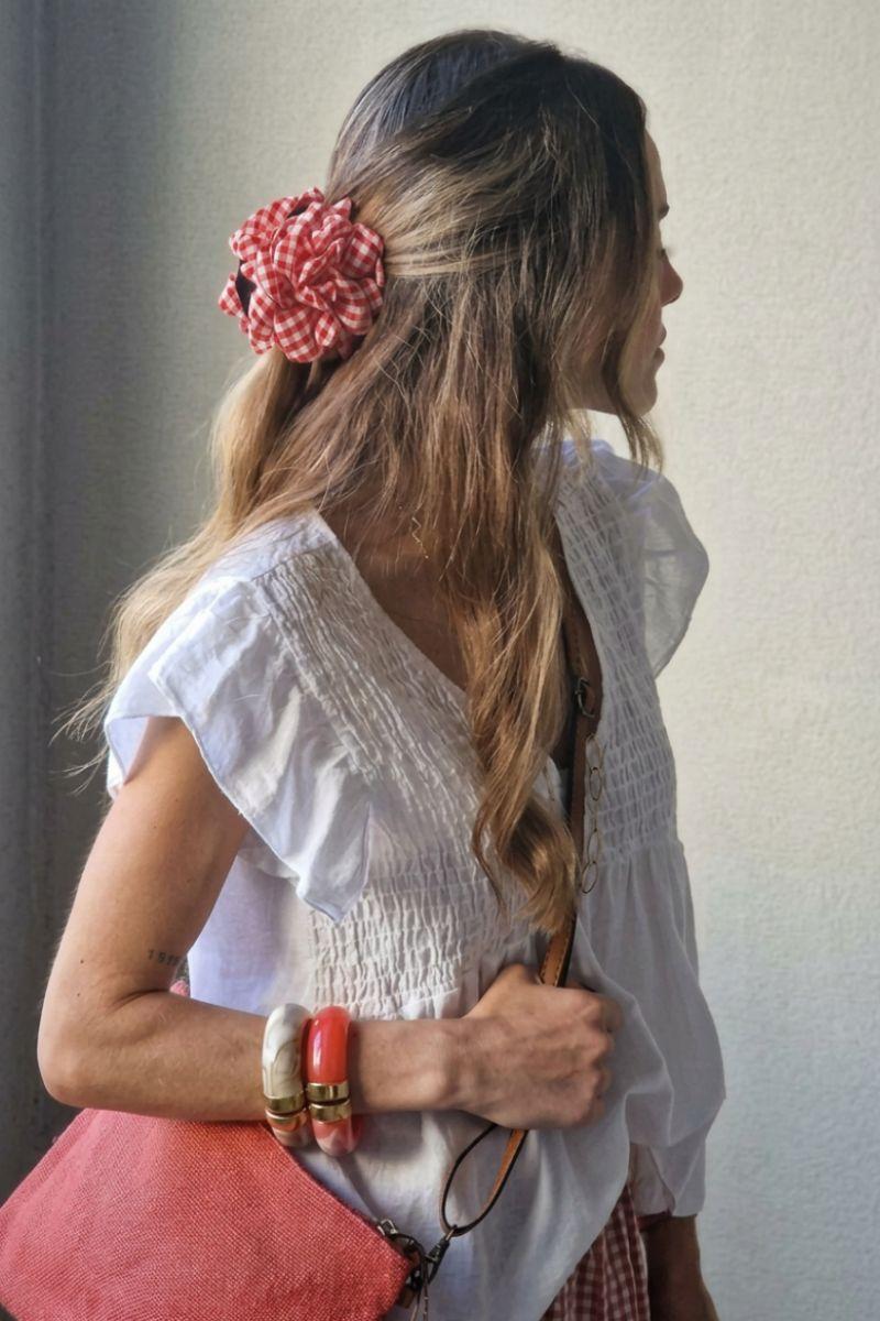 Pinza del pelo vichy roja