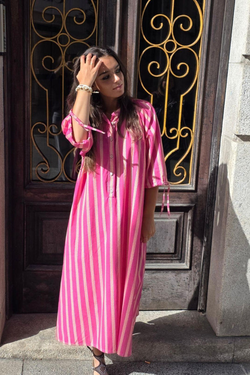 Vestido oversize tipo kurta con manga francesa naranja
