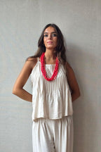 Top jaretas beige