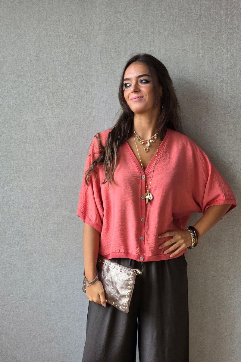 Chaqueta manga corta coral