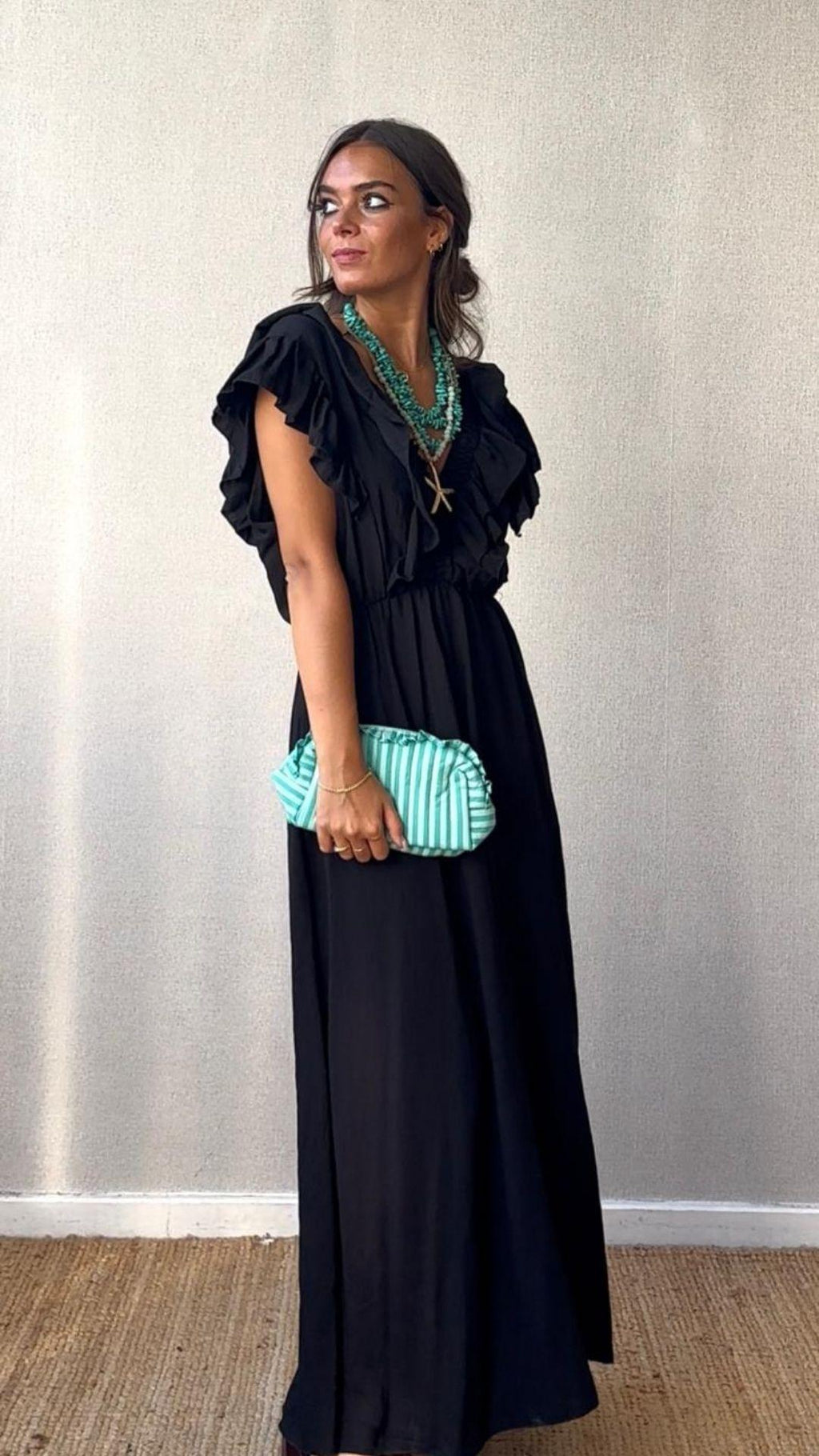 Bolso de mano/ neceser de rayas verde