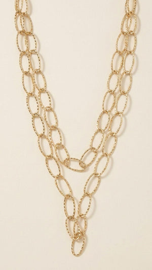 Collar de eslabones doble dorado de acero inoxidable