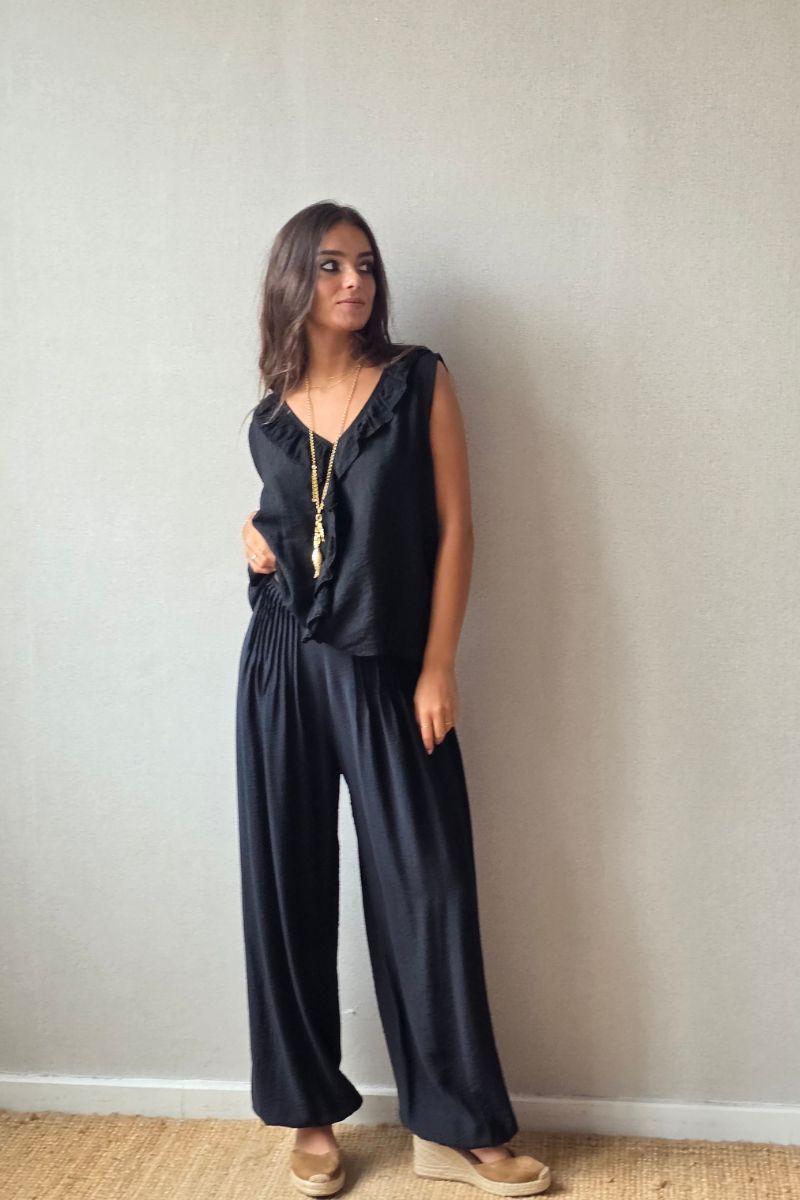 Pantalón jaretas bombacho negro