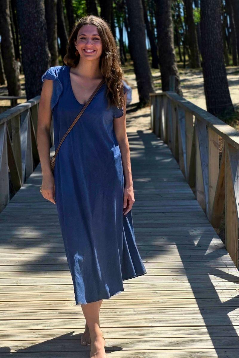 VESTIDO VOLANTE AZUL JEANS