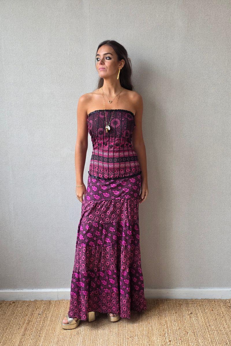 Vestido palabra de honor indio nido de abeja
