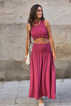 Conjunto de falda y top nido de abeja