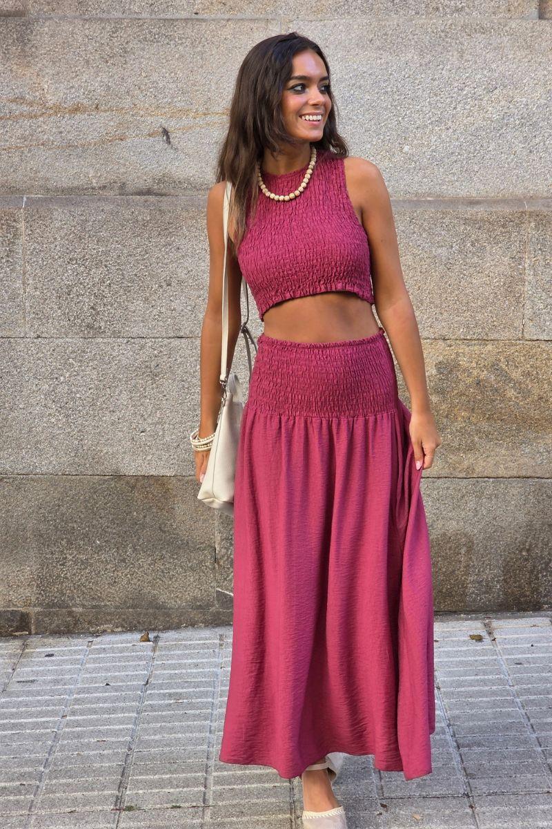 Conjunto de falda y top nido de abeja