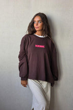 Sudadera oversize iconic marrón chocolate