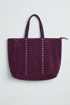 Bolso de ante shopping con tachuelas granate