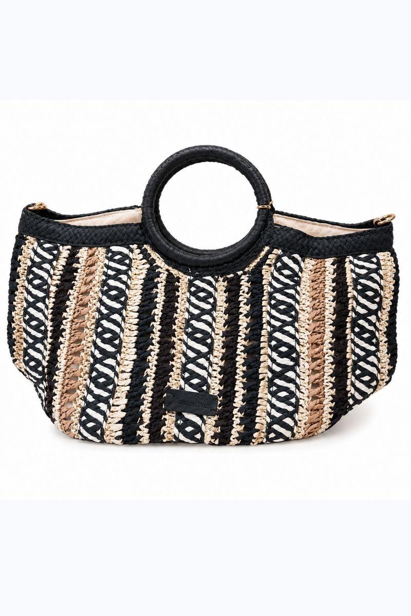 Bolso de rafia con detalles en negro