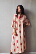 Vestido estampado rayas finas langosta